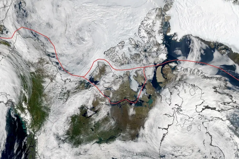 Trayecto ruta Ribbing for Arctic 2022 en paso del noroeste